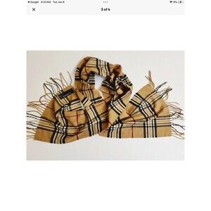 V Fraas Cashmink Acrylic (Burberry Print) Fringe Wrap Scarf! 56"×11.5" Preppy
